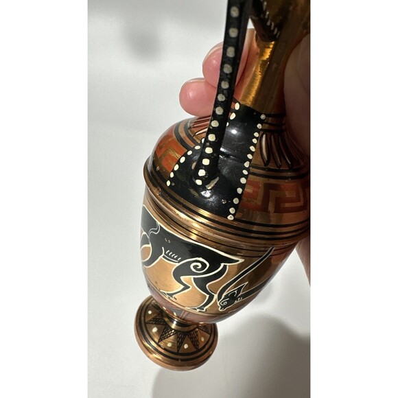 Vintage Greek Style Vase – Black Goat Figure Art Pottery – Decorative Ewer - Picture 7 of 8